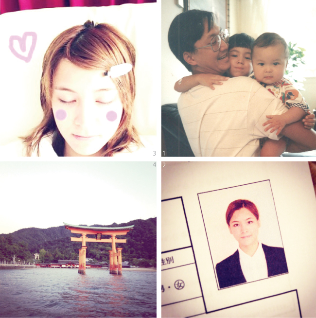 Photos 1.お誕生日の前に父親が懐かしい写真を送ってくれました。真ん中がわたし (●´∀｀●) 2. 履歴書用にスーツを着ました。私ももう立派な大人に見えるかな？ 3. 自分のためにだけ過ごす時間をみんな忘れないで！ o (^^✿) 4. 母親と一緒に宮島でボートに乗りました。とてもきれいな景色でした。