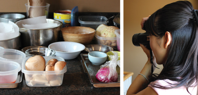 レッスンは子供達が学校に通っている間の、11時から2時くらいまで。試食会で他の生徒さんと楽しく料理を食べ、持ち帰ったレシピを元に、自宅で習った料理を再現します。(料理教室の詳細はwww.coocookingstudio.com)