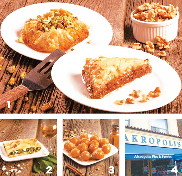 1 Baklava  2 Greek Pie 3  Loukoumades 4 外観の様子