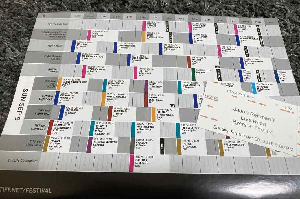 2018年のTIFFの「Jason Reitman’s Live Read」チケットとTIFF公式上映スケジュール